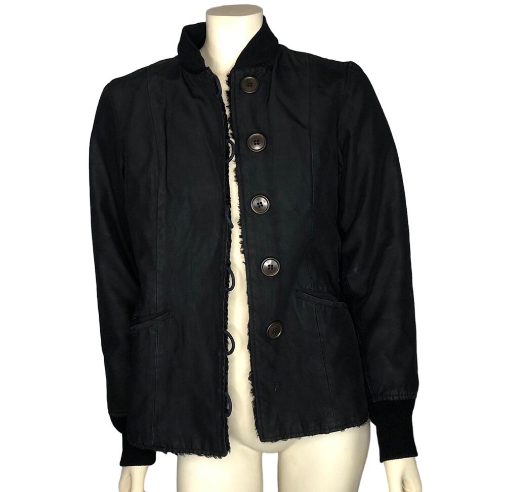American Vintage 90's black coat with faux fur lining size medium